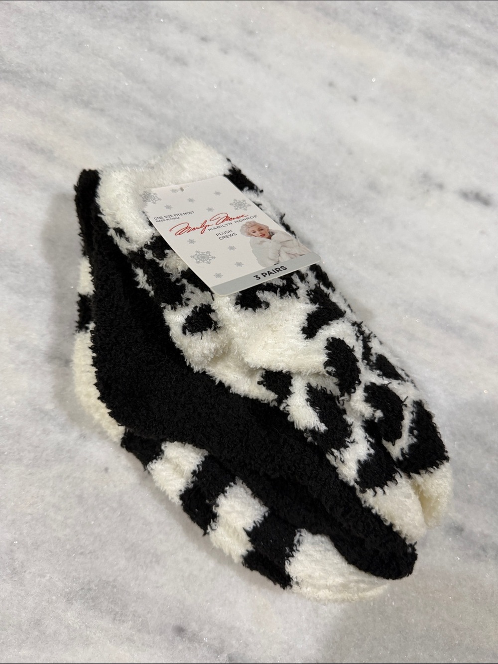 Marilyn Monroe Black and White Cozy Fuzzy Socks - 3 Pairs